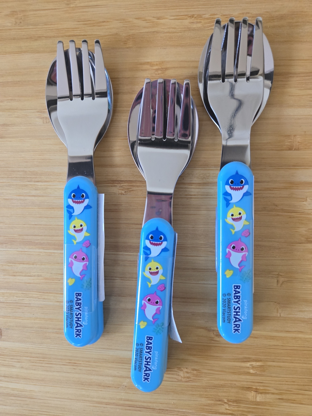 Pink Fong Kid's Baby Shark 3 Pack Toddler Safe Fork and Spoon Set
